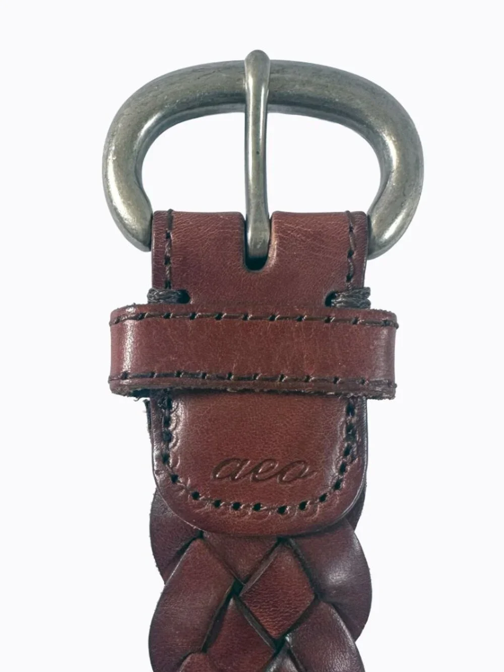 Vtg Braided Brown Leather Belt S/M P/M Preppy Western Boho Coastal Cowgirl 90s